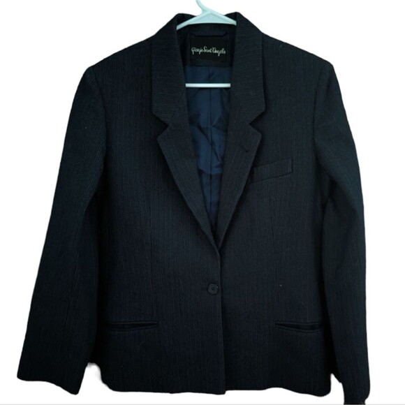 Giorgio Sant Angelo Wool Blazer Navy Blue Pinstripe Womens 8 Suit Jacket - Picture 1 of 7